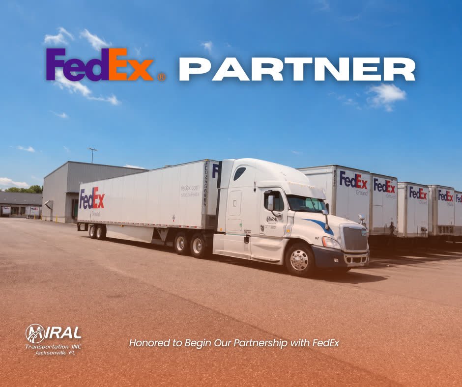 Miral truck at a FedEx Ground terminal, announcing the FedEx partnership